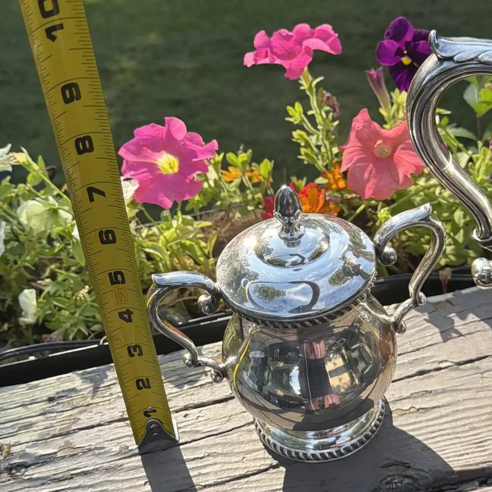 Vintage Art Silver Co SPC 7500 Silverplate 3 Pc Tea Coffee Set 1930s 1940s Art
